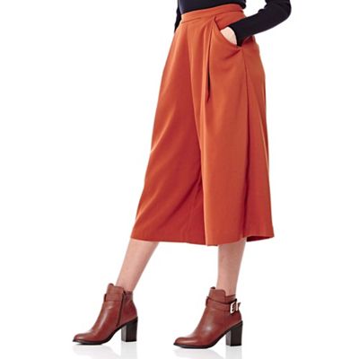 Yumi tan Culotte Trousers With Wide Leg